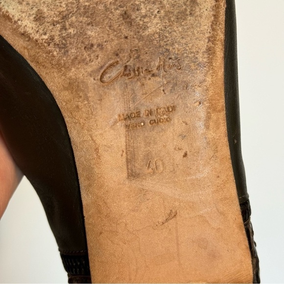 Chrissie Morris Mixed Leather Snakeskin Double Zipper Booties Size 40 - Picture 8 of 9